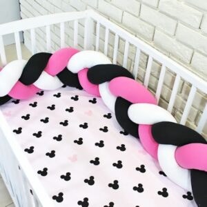 Baby Nellys Mantinel pletený cop s povlečením Mickey - černá, bílá, růžová