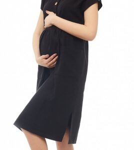 Be MaaMaa Těhotenské letní šaty kr. rukáv - černé, vel. XXL/XXXL