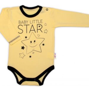 Baby Nellys Body dlouhý rukáv, žluté, Baby Little Star