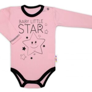Baby Nellys Body dlouhý rukáv, růžové, Baby Little Star