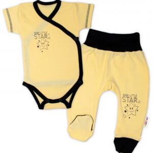 Baby Nellys 2-dílná sada body kr. rukáv + polodupačky, žlutá - Baby Little Star
