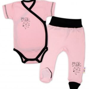 Baby Nellys 2-dílná sada body kr. rukáv + polodupačky, růžová - Baby Little Star, vel. 56
