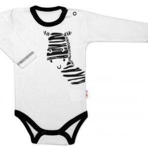 Baby Nellys Body dlouhý rukáv, bílé, Zebra, vel. 74