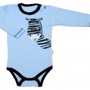 Baby Nellys Body dlouhý rukáv, modré, Zebra, vel. 86