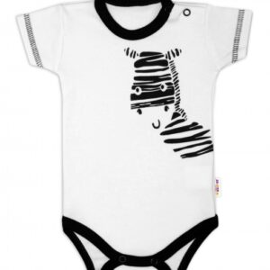 Body krátký rukáv Baby Nellys, Zebra - bílé