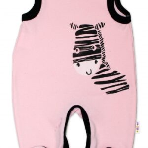 Kojenecké bavlněné dupačky Baby Nellys, Zebra - růžové, vel. 56