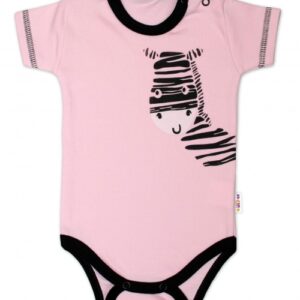 Body krátký rukáv Baby Nellys, Zebra - růžové