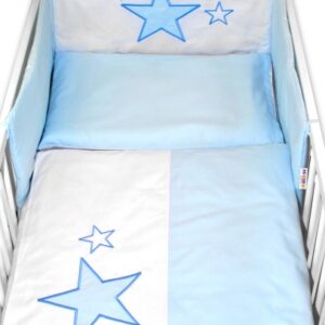 5-dílná sada do postýlky Baby Stars (3D + peřinky - modrá, Baby Nellys