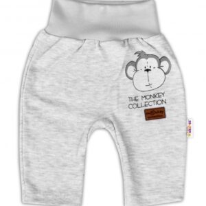 Baby Nellys Bavlněné tepláčky Monkey - sv. šedý melírek, vel. 68