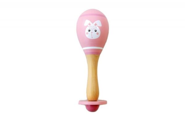 Dřevěné chrastítko rumba koule králíček - růžová, Adam Toys - Obrázek 3