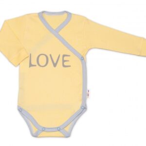 Body dlouhý rukáv Love - zapínání bokem, žluté
