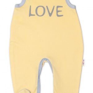 Kojenecké bavlněné dupačky, Love - žluté, vel. 56