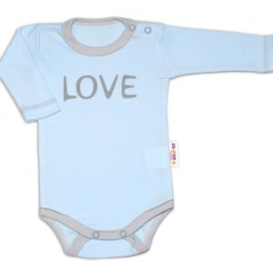 Baby Nellys Body dlouhý rukáv Love - modré, vel. 74