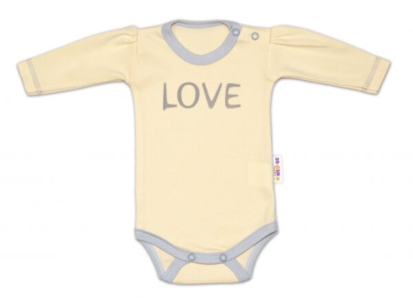 Baby Nellys Body dlouhý rukáv Love - žluté, vel. 74 - Image 2