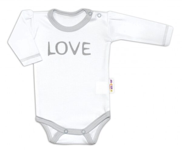 Body dlouhý rukáv Love - bílé, vel. 56