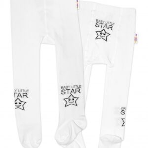 Baby Nellys Dětské punčocháče bavlněné, Baby LITTLE STAR, bílé, 1ks, vel. 80/86