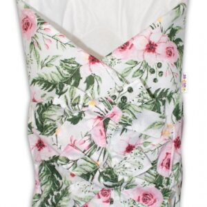 Baby Nellys Klasická retro šněrovací zavinovačka Flowers - bílá
