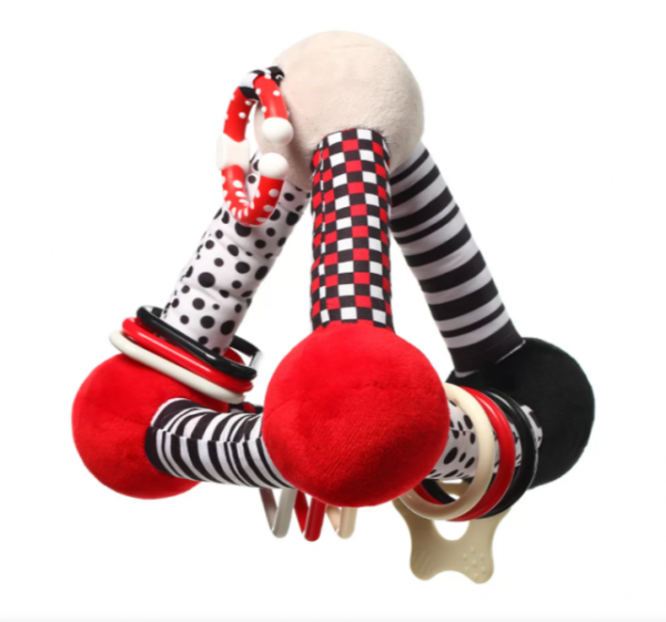 Plyšová edukační hračka Tiny Yoga Triangle C - More Collection - černá/červená, BabyOno - Obrázek 2