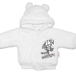 Zimní kabátek chlupáčková bundička s kapucí Cute Bunny Baby Nellys - bílá, vel. 80