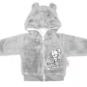 Zimní kabátek chlupáčková bundička s kapucí Cute Bunny Baby Nellys - šedá, vel. 74
