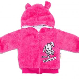 Zimní kabátek chlupáčková bundička s kapucí Cute Bunny Baby Nellys - malinová, vel. 68
