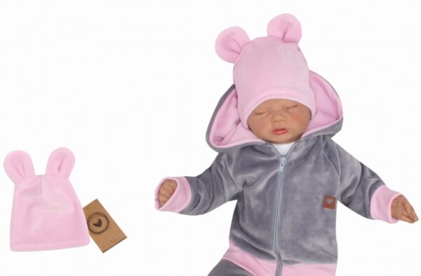 Z&Z Velurová, semišková čepička s oušky Teddy, sv . růžová