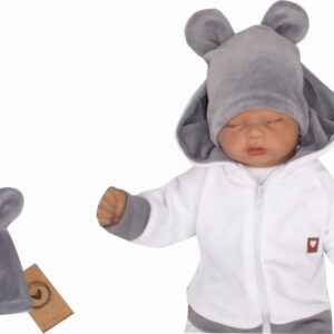 Z&Z Velurová, semišková čepička s oušky Teddy, šedá