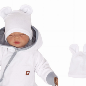 Z&Z Velurová, semišková čepička s oušky Teddy, bílá, vel. 80/86