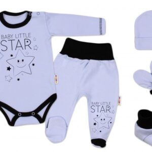 Baby Nellys 5-ti dílná soupravička do porodnice Baby Little Star - modrá, vel. 50