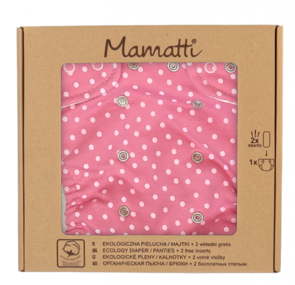 Mamatti Látková plenka EKO sada - kalhotky + 2 x plenka, Princezna Puntík, vel. 5 -14 kg - Obrázek 2
