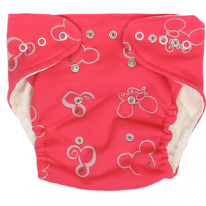 Mamatti Látková plenka EKO sada - kalhotky + 2 x plenka, Myška, vel. 5 - 14 kg, červená