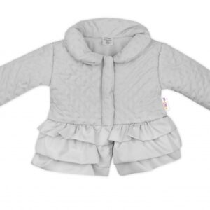 Baby Nellys Dětská přechodová bundička  s volánky, šedá, vel. 80