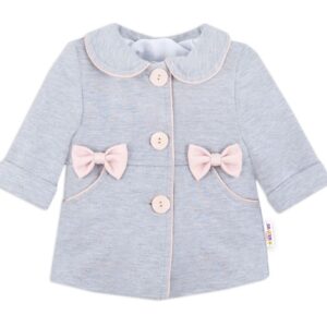 Baby Nellys Dětský bavlněný  kabátek s mašličkami, šedý, vel. 86