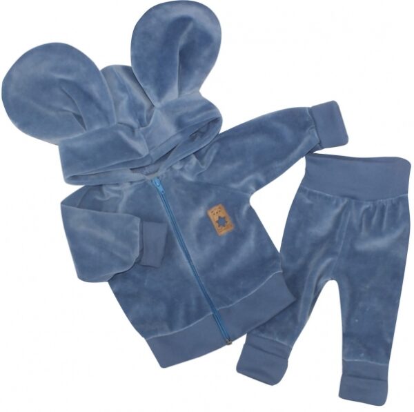 Z&Z Velurová, semišková tepláková souprava s oušky MYŠKA - jeans, vel. 86 - Image 2