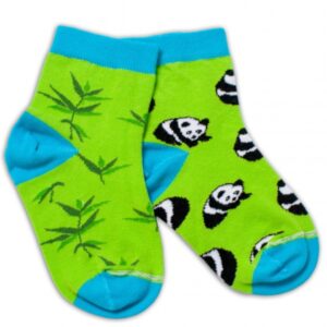 Baby Nellys Bavlněné veselé ponožky Panda - zelené, vel. 122/128