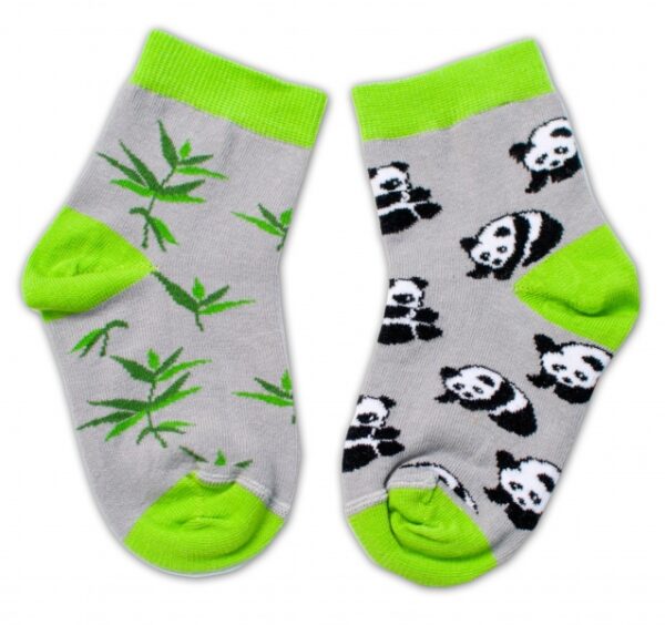 Baby Nellys Bavlněné veselé ponožky Panda - šedé, vel. 104/116 - Obrázek 2