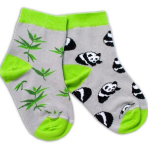 Baby Nellys Bavlněné veselé ponožky Panda - šedé, vel. 122/128