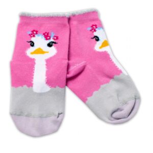 Baby Nellys Bavlněné ponožky Pštros - tmavě růžové, vel. 122/128