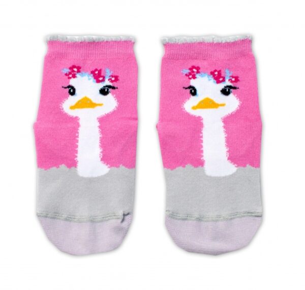 Baby Nellys Bavlněné ponožky Pštros - tmavě růžové, vel. 122/128 - Image 2