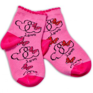 Baby Nellys Bavlněné ponožky Minnie Love - tmavě růžové, vel. 122/128