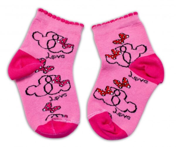Baby Nellys Bavlněné ponožky Minnie Love - tmavě růžové, vel. 122/128 - Image 2