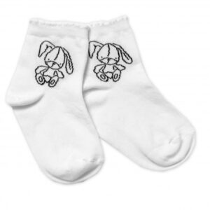 Baby Nellys Bavlněné ponožky Cutte Bunny - bílé, vel. 122/128