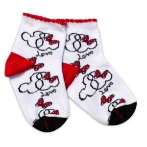 Baby Nellys Bavlněné ponožky Minnie Love - bílé, vel. 122/128
