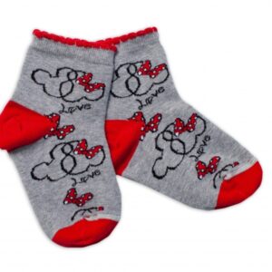 Baby Nellys Bavlněné ponožky Minnie Love - šedé, vel. 122/128