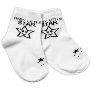 Baby Nellys Bavlněné ponožky Baby Little Star - bílé, vel. 122/128