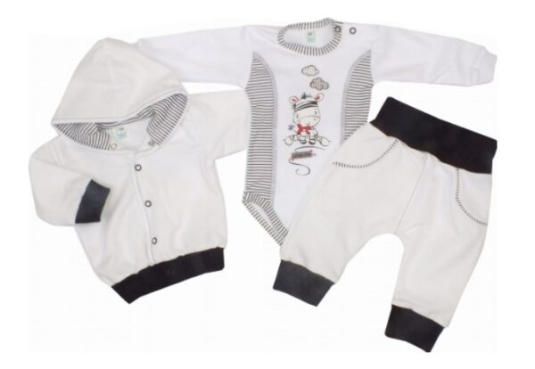 Z&Z 3-dílná tepláková soupravička, mikinka, tepláčky, bodýčko Zebra, bílá, vel. 86 - Image 2