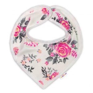Baby Nellys Bavlněný šátek na krk New Roses - smetanový