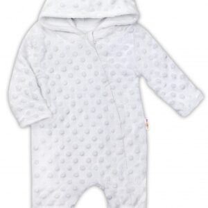 Baby Nellys Kombinézka/overálek MINKY s kapucí a oušky - bílá, vel. 80