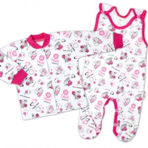 Baby Nellys  2-dílná sada, bavlněné dupačky s košilkou Berušky, bílá, vel. 68
