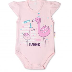 Baby Nellys Bavlněné kojenecké body, kr. rukáv, Flamingo - sv. růžové, vel. 68